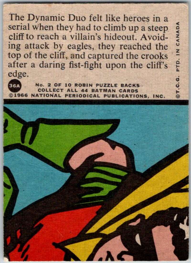 1966 Topps Batman Series Red Bat #36 Cliff Hangers   V36314
