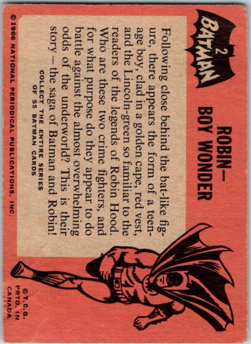 1966 Topps Batman Black Bat #2 Robin - Boy wonder   V36422
