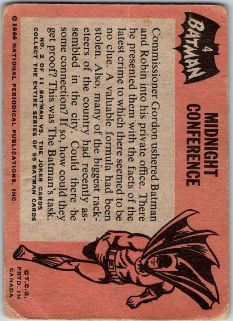 1966 Topps Batman Black Bat #4 Midnight Conference   V36423