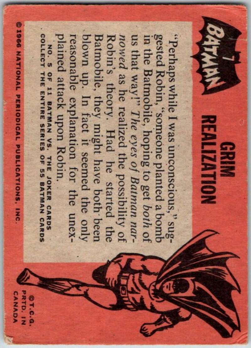 1966 Topps Batman Black Bat #7 Grim Realization   V36425