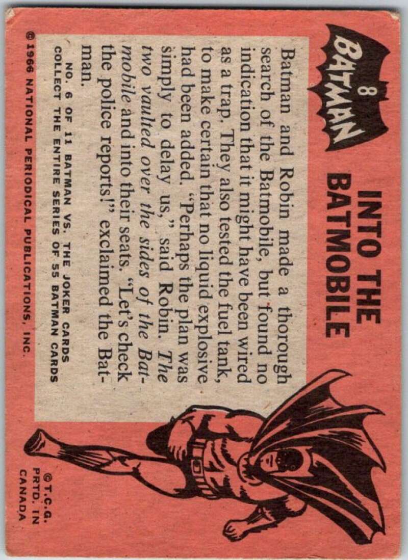 1966 Topps Batman Black Bat #8 Into the Batmobile   V36426
