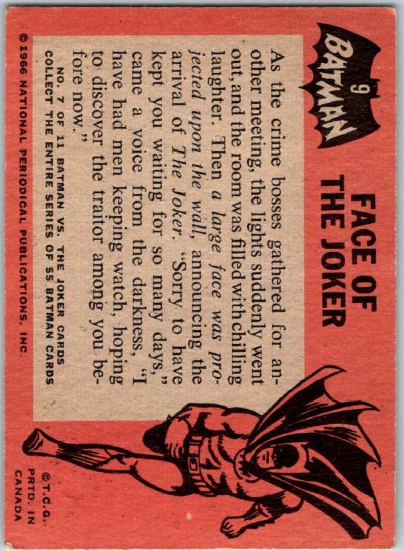 1966 Topps Batman Black Bat #9 Face of the Joker   V36427