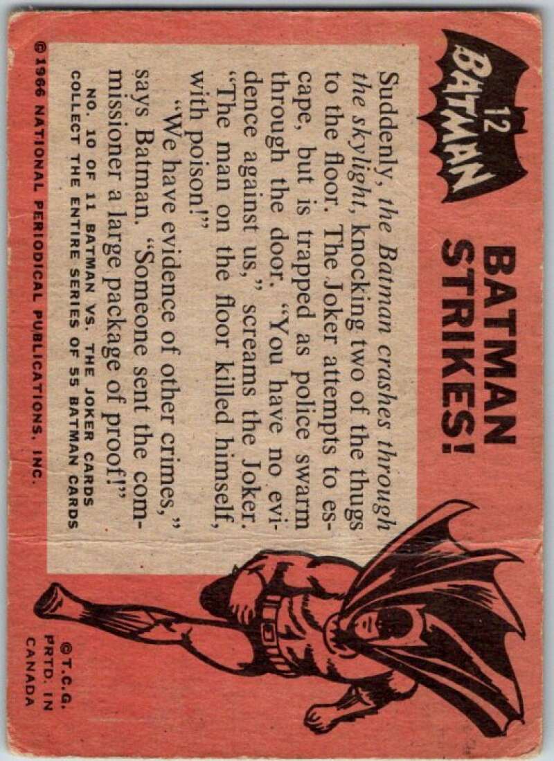 1966 Topps Batman Black Bat #12 Batman Strikes   V36433
