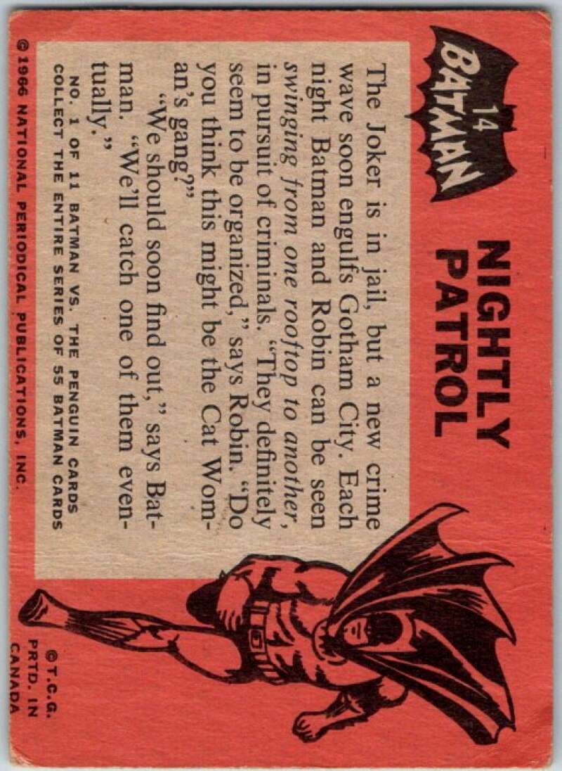 1966 Topps Batman Black Bat #14 Nightly Patrol   V36434