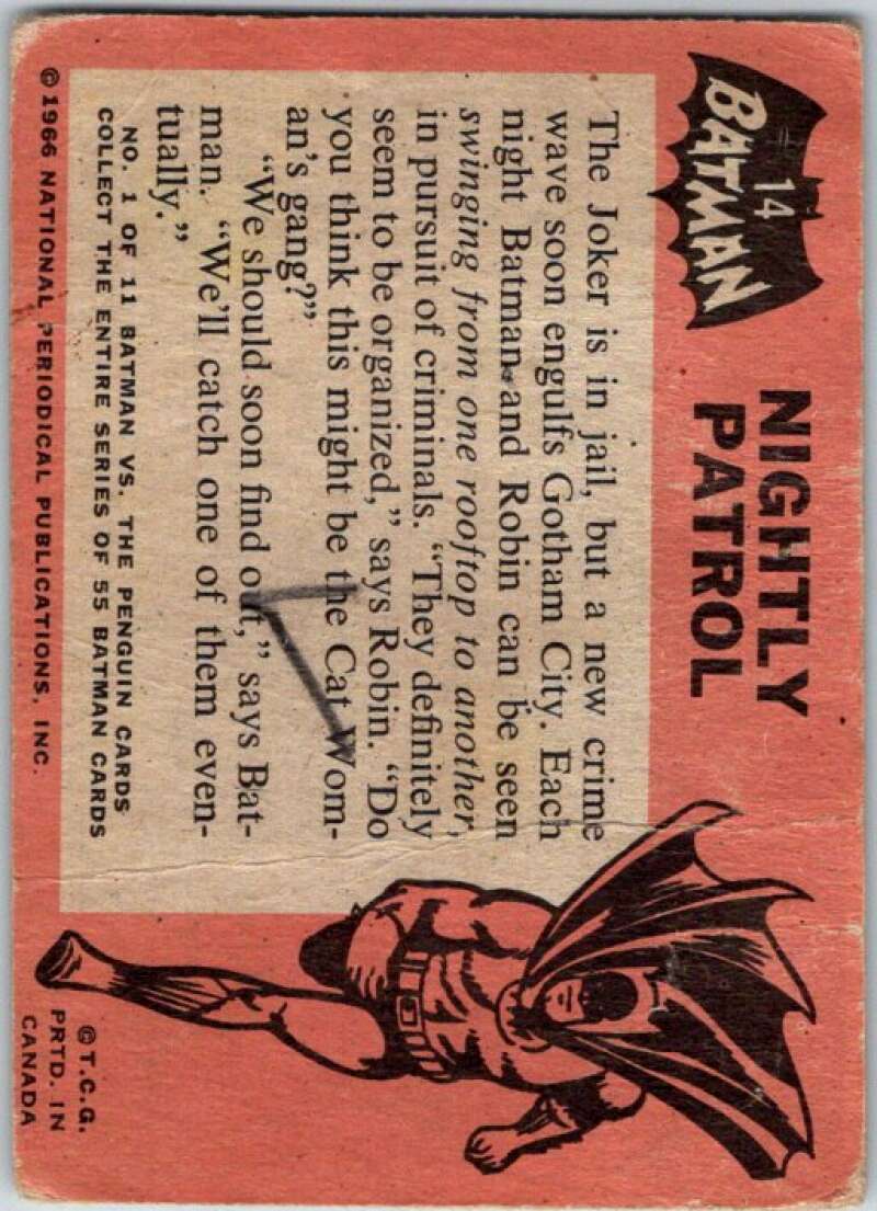 1966 Topps Batman Black Bat #14 Nightly Patrol   V36435