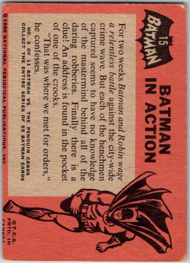 1966 Topps Batman Black Bat #15 Batman in Action   V36439
