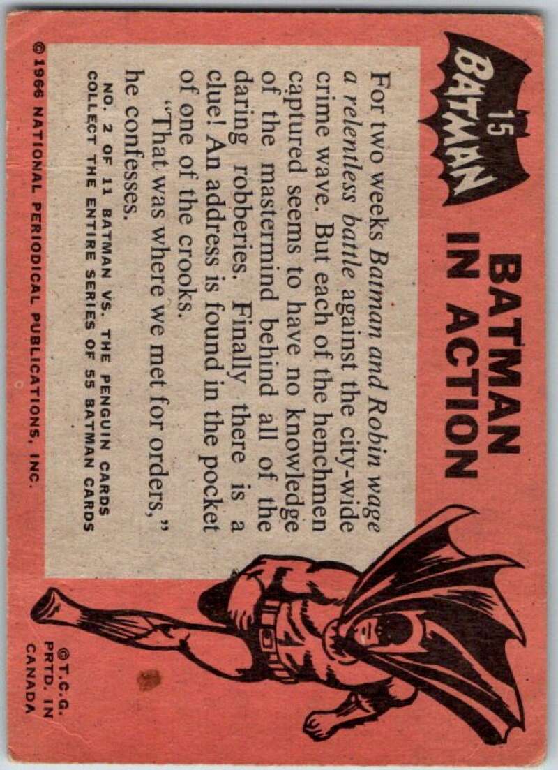 1966 Topps Batman Black Bat #15 Batman in Action   V36440