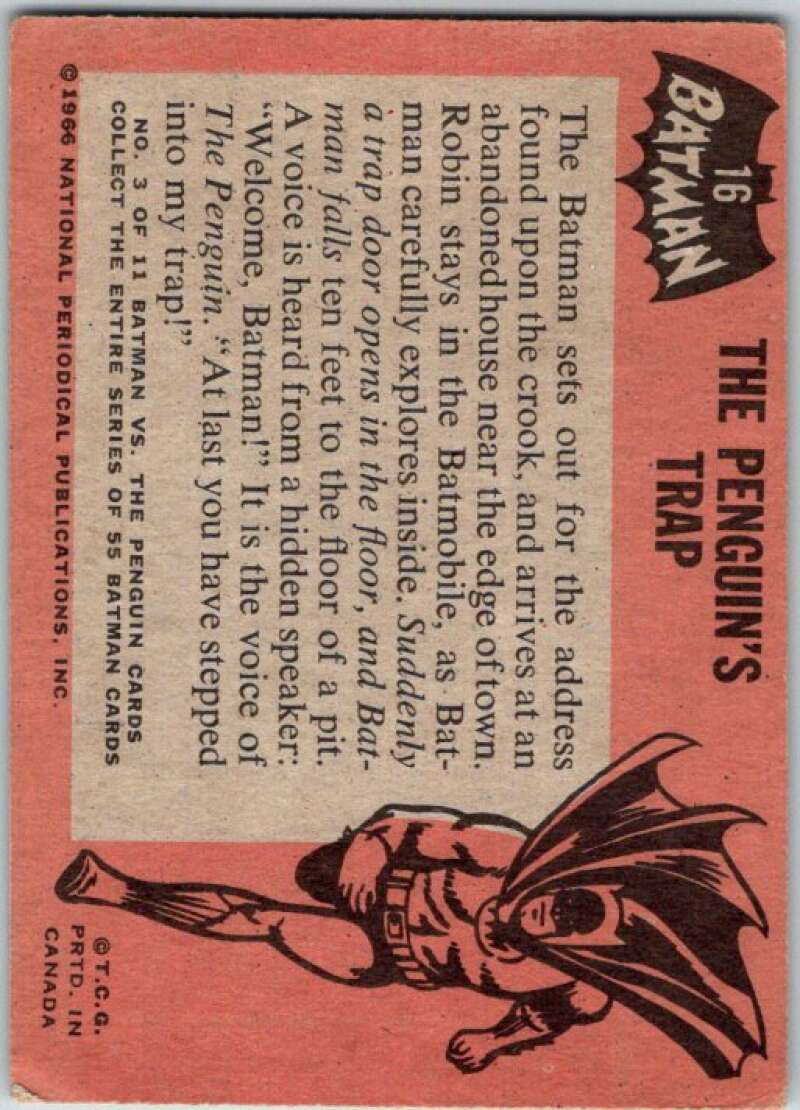 1966 Topps Batman Black Bat #16 The Penguin's Trap   V36443