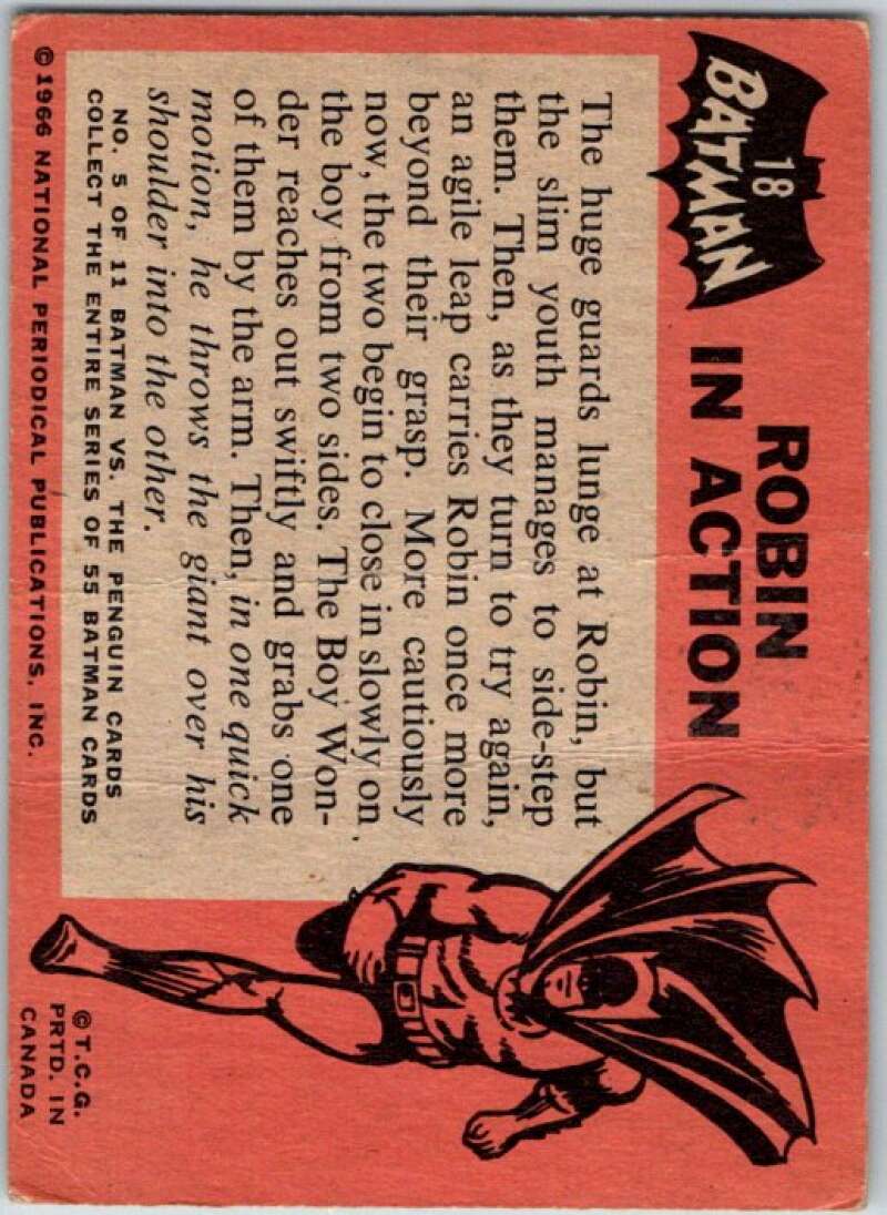 1966 Topps Batman Black Bat #18 Robin in Action   V36446