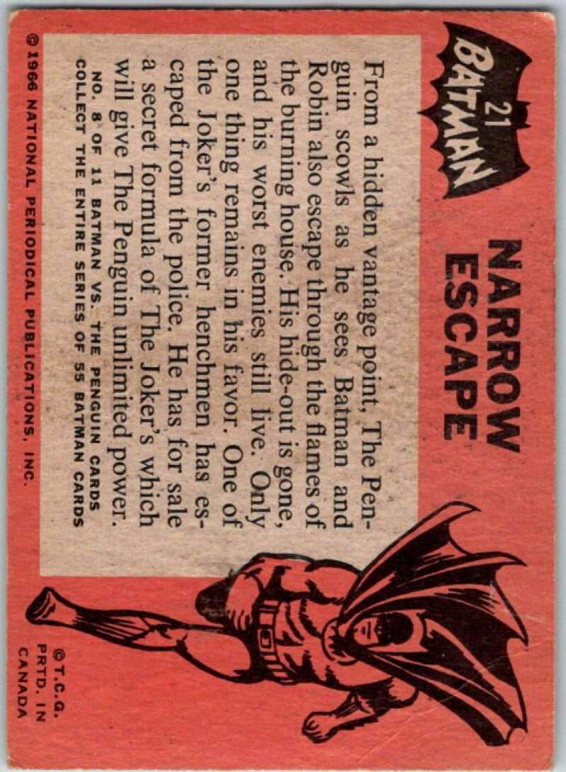 1966 Topps Batman Black Bat #21 Narrow Escape   V36449