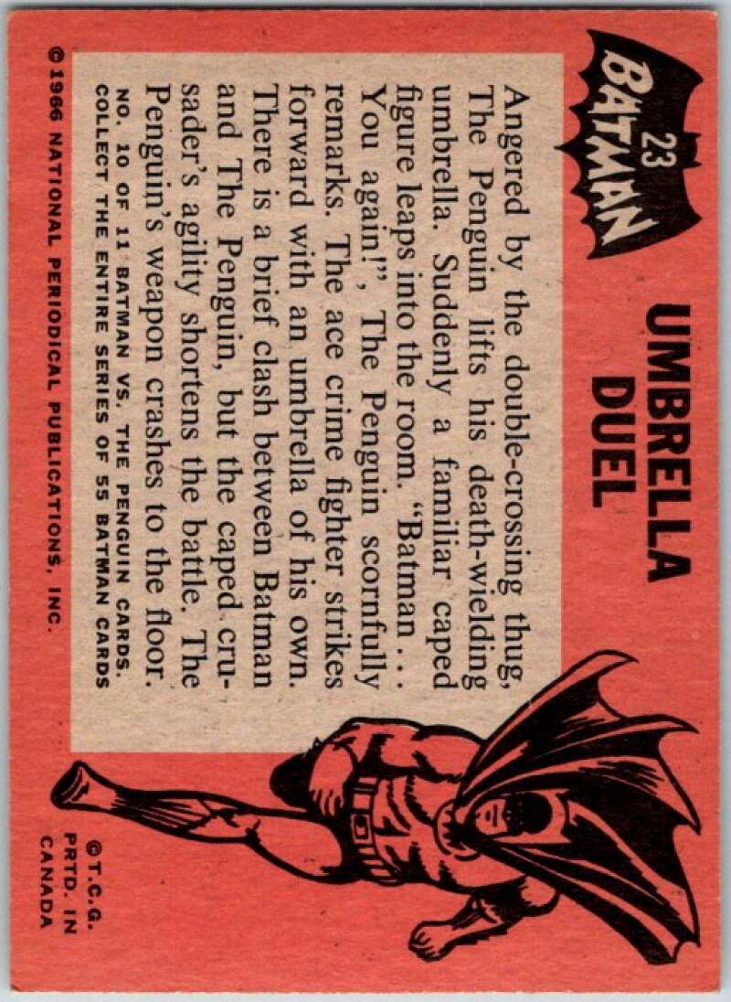 1966 Topps Batman Black Bat #23 Umbrella Duel   V36452