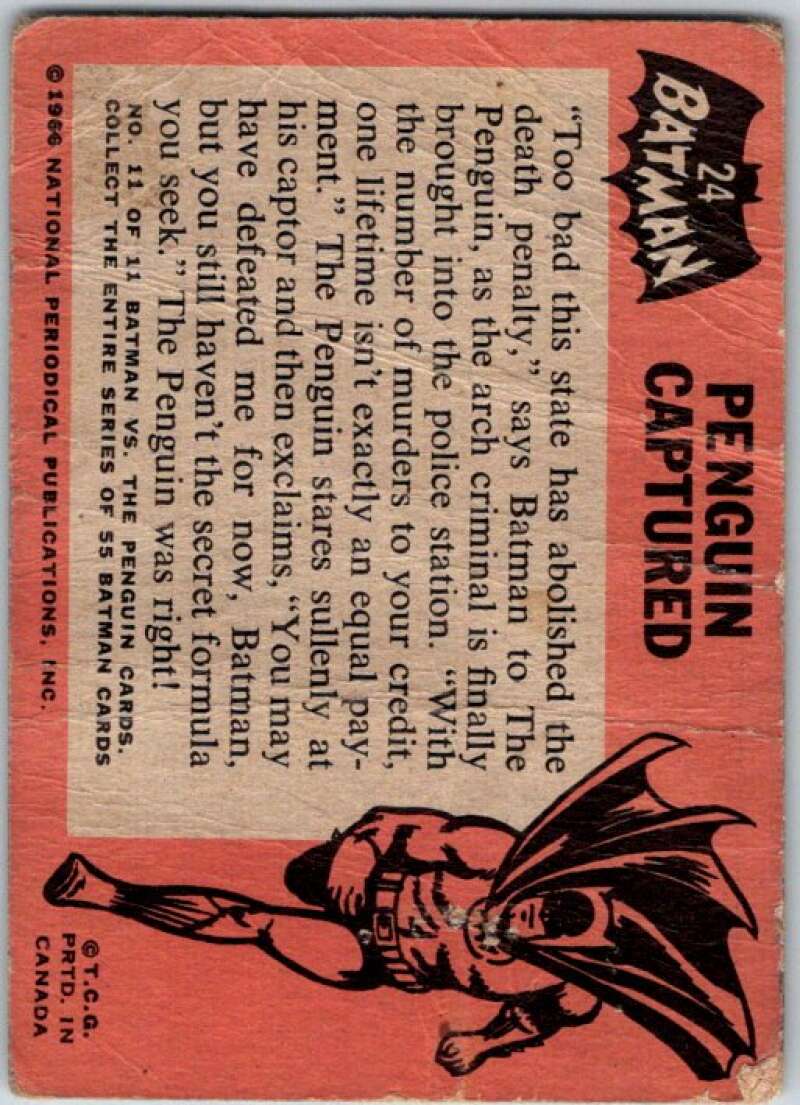 1966 Topps Batman Black Bat #24 Penguin Captured   V36455