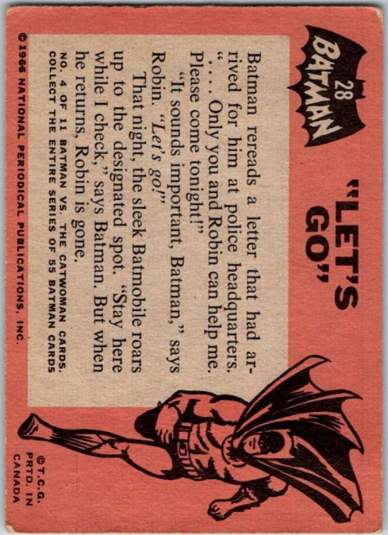 1966 Topps Batman Black Bat #28 Let's Go   V36459