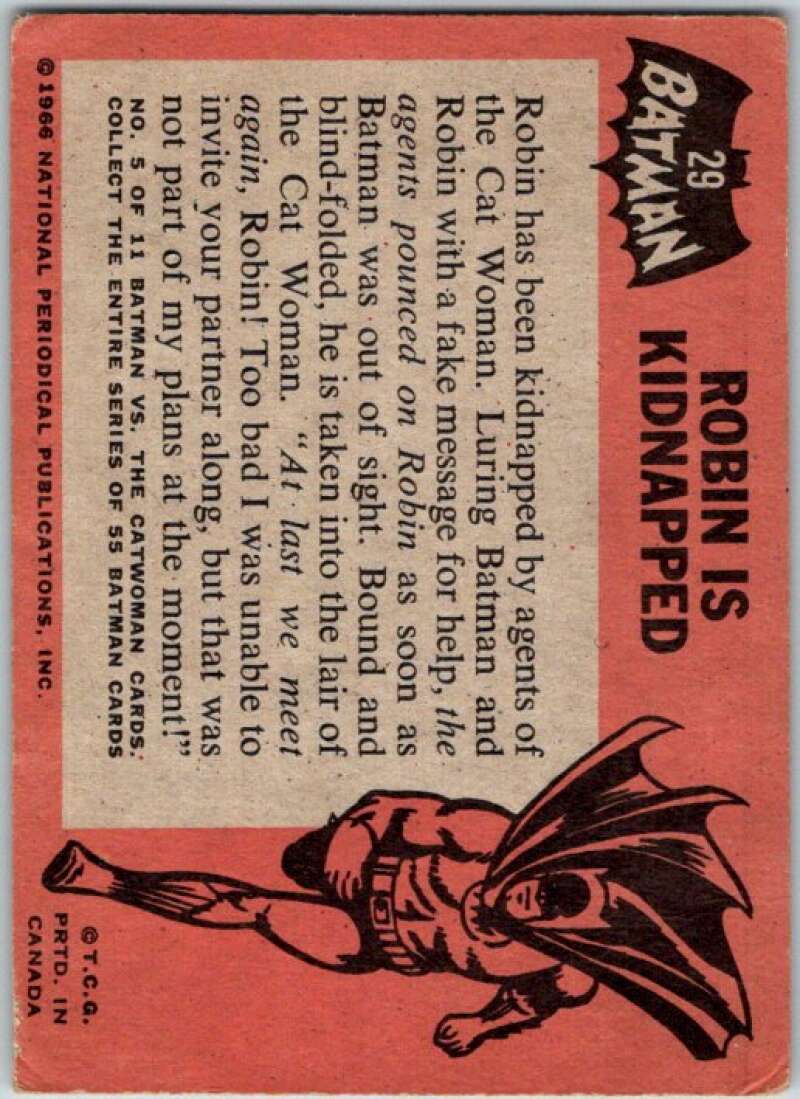 1966 Topps Batman Black Bat #29 Robin is Kidnapped   V36461