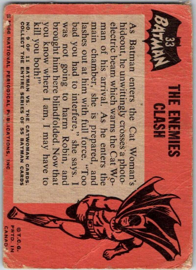 1966 Topps Batman Black Bat #33 The Enemies Clash   V36467