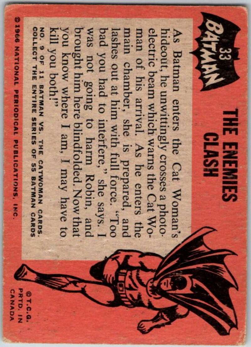 1966 Topps Batman Black Bat #33 The Enemies Clash   V36468