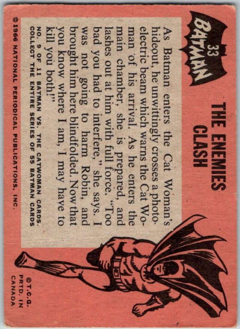 1966 Topps Batman Black Bat #33 The Enemies Clash   V36469