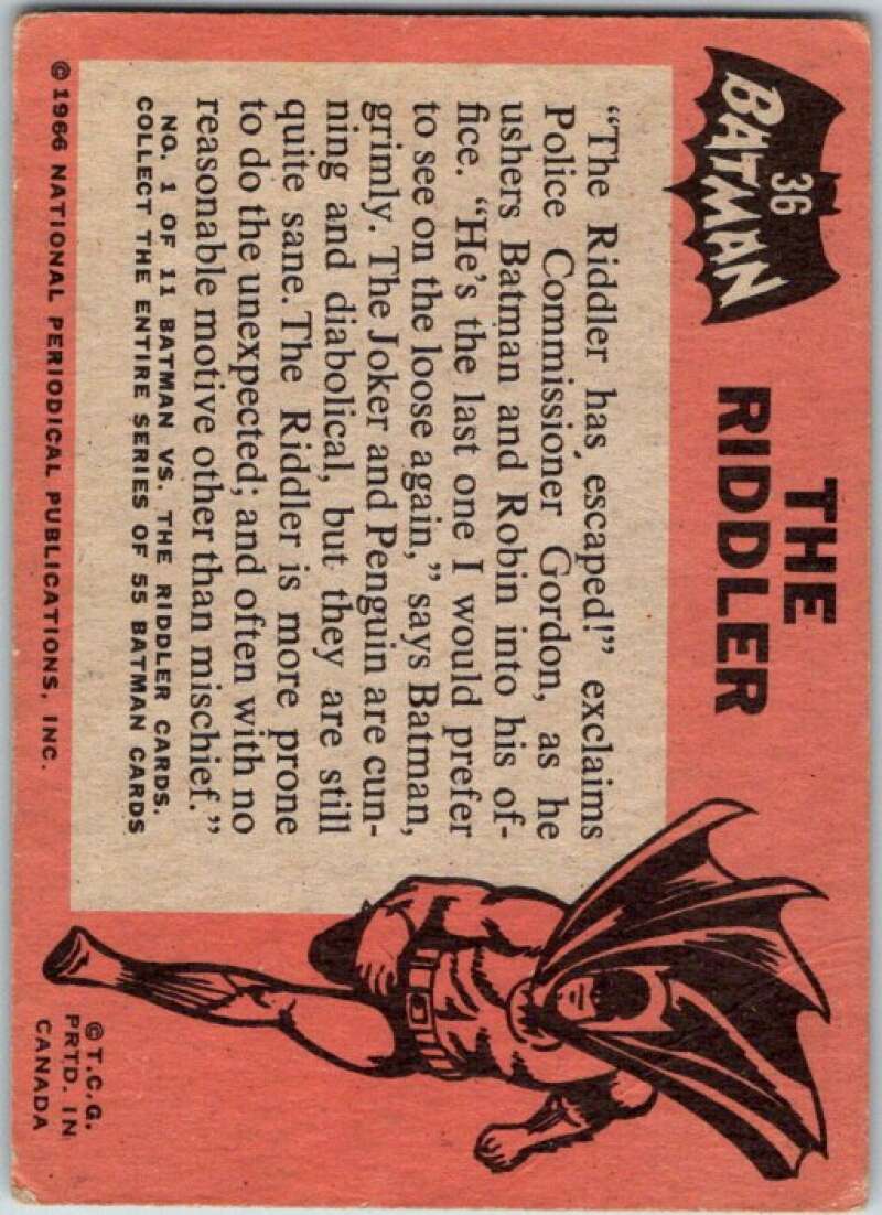 1966 Topps Batman Black Bat #36 The Riddler   V36473