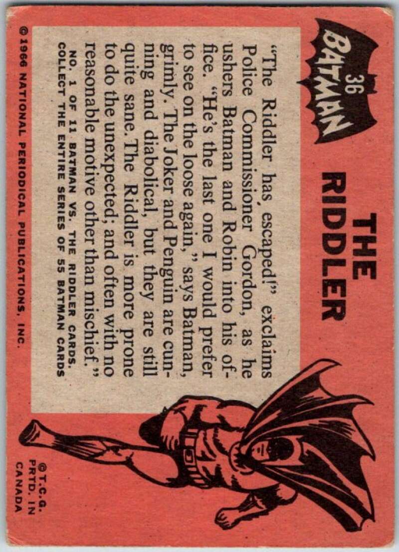 1966 Topps Batman Black Bat #36 The Riddler   V36474