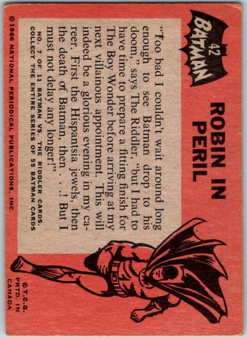1966 Topps Batman Black Bat #42 Robin in Peril   V36483