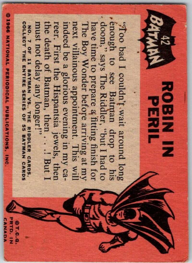 1966 Topps Batman Black Bat #42 Robin in Peril   V36484
