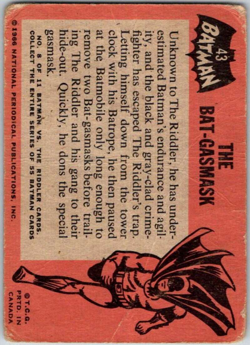 1966 Topps Batman Black Bat #43 The Bat-gasmask   V36488