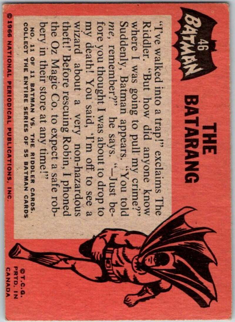 1966 Topps Batman Black Bat #46 The Batarang   V36493