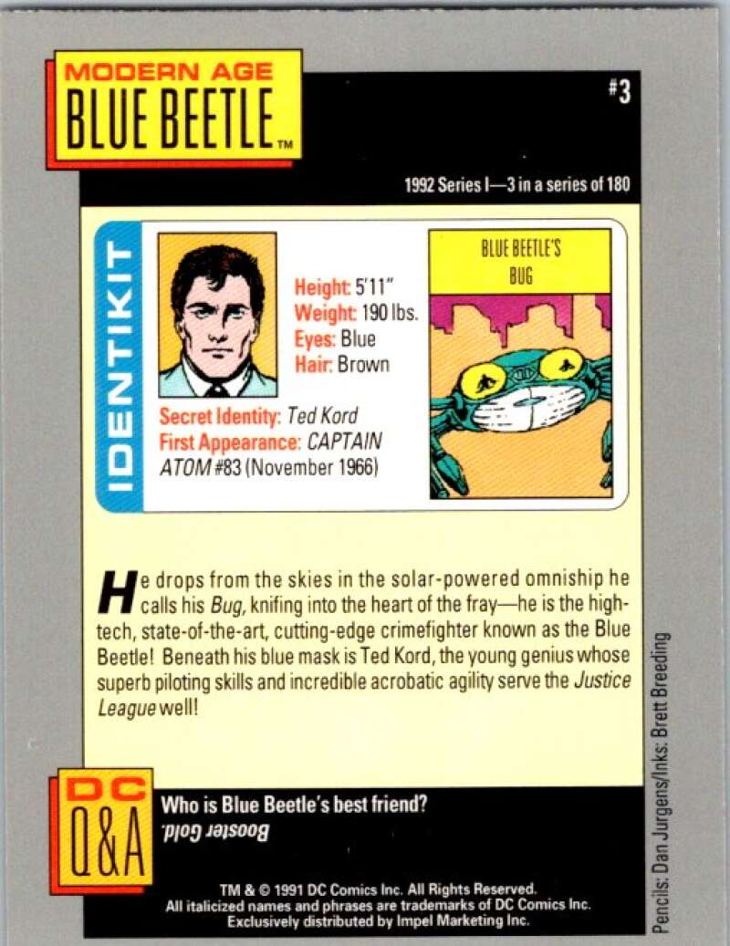 1991 Impel DC Comics #3 Modesrn Age Blue Beetle  V36512