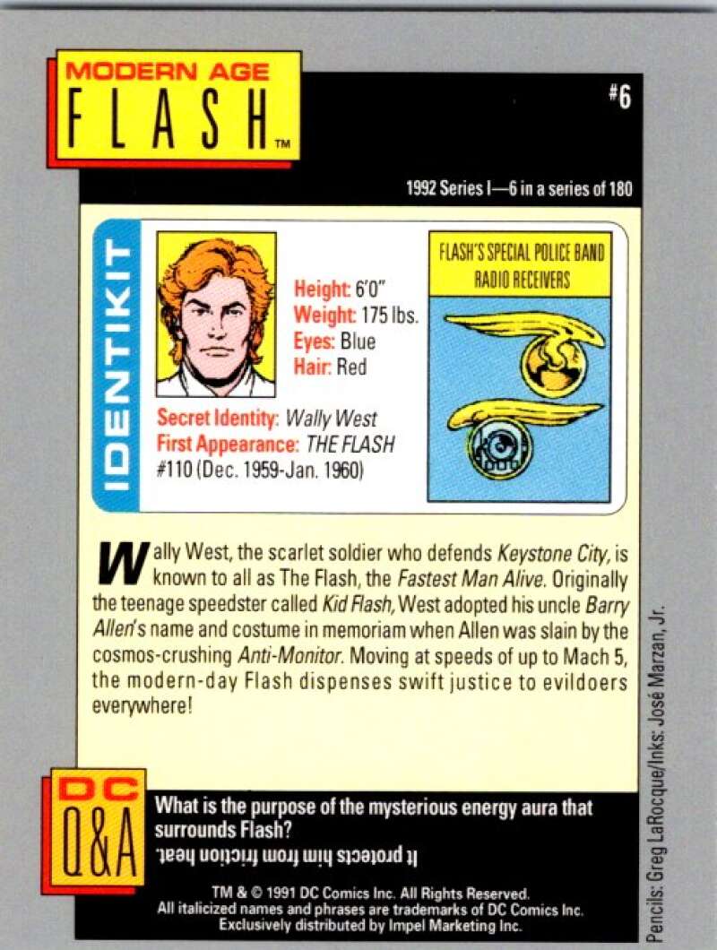 1991 Impel DC Comics #6 Modern Age Flash  V36514