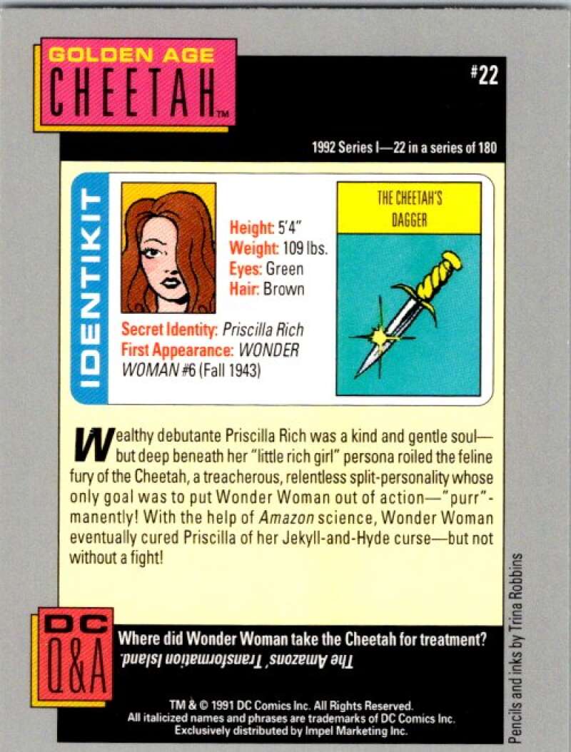 1991 Impel DC Comics #22 Golden Age Cheetah  V36532