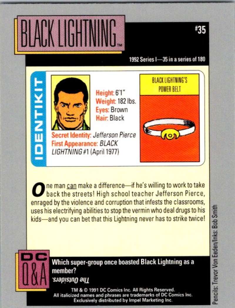 1991 Impel DC Comics #35 Black Lightning  V36542