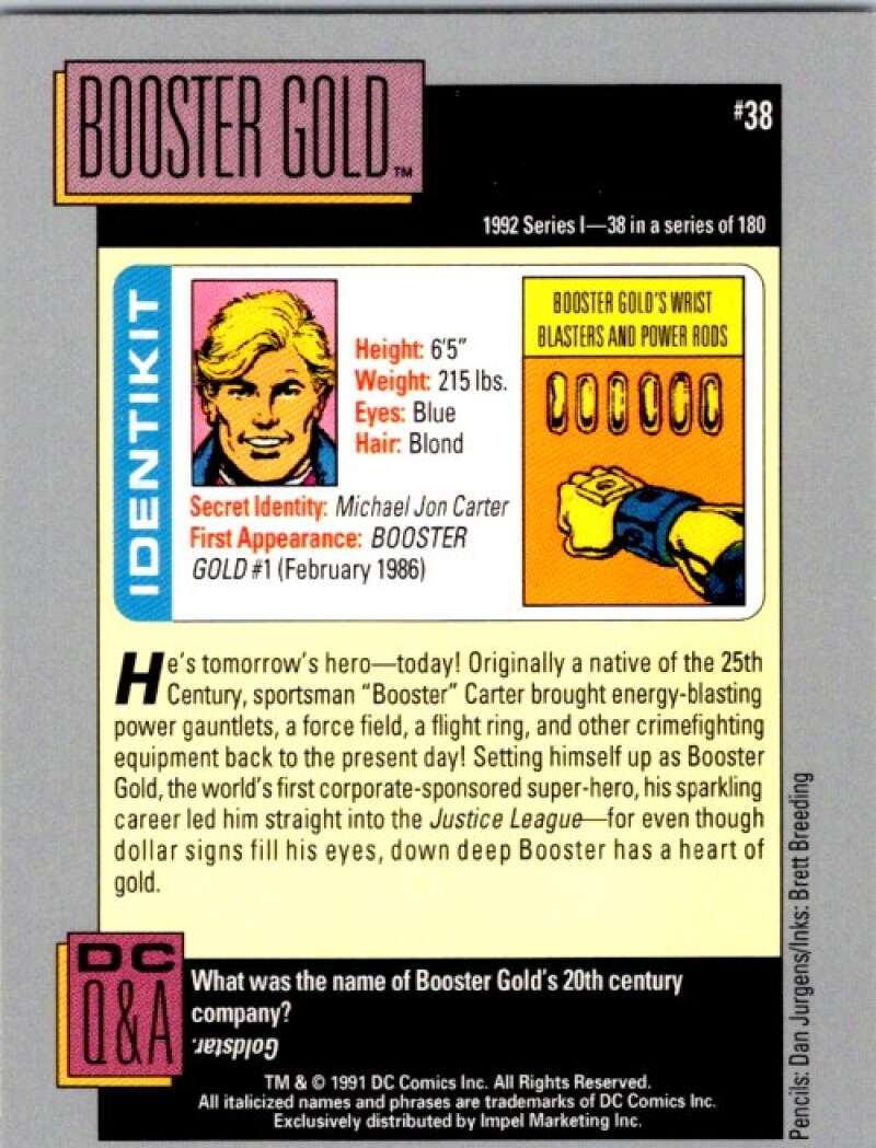 1991 Impel DC Comics #38 Booster Gold  V36545