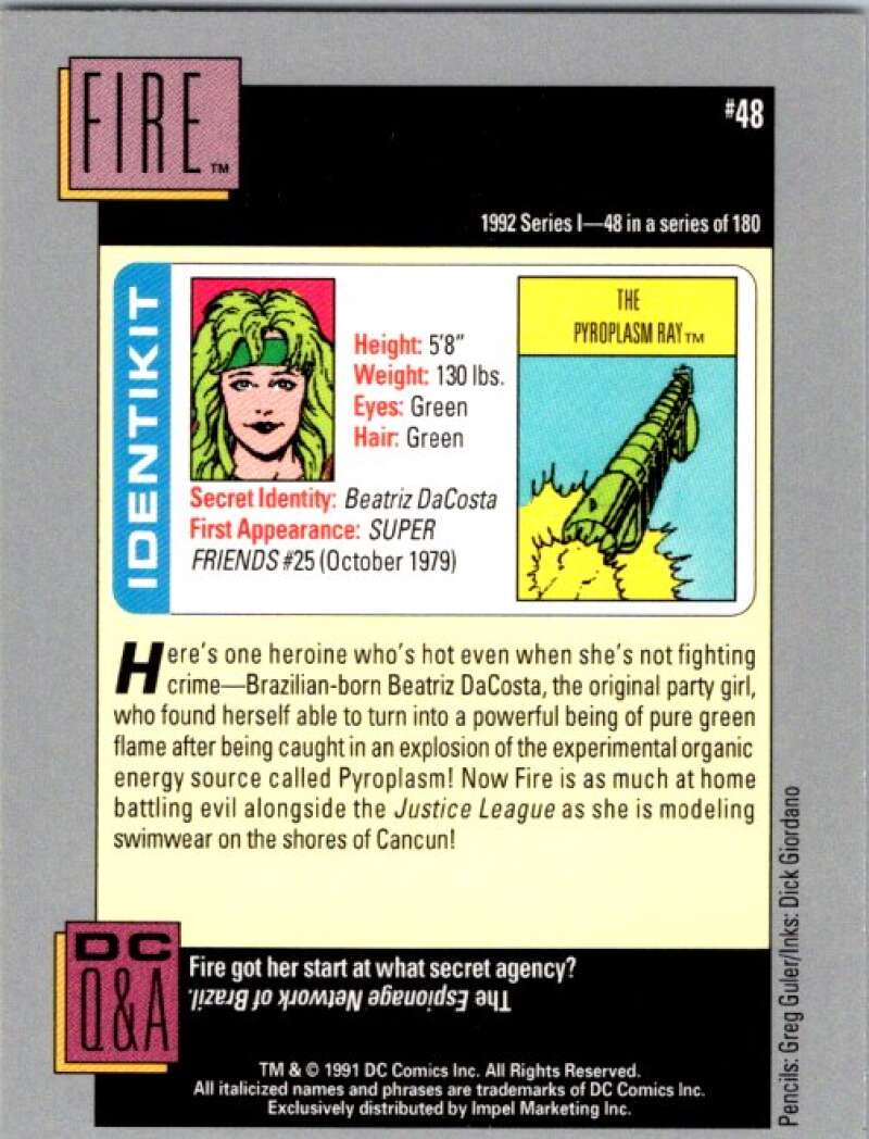 1991 Impel DC Comics #48 Fire  V36551