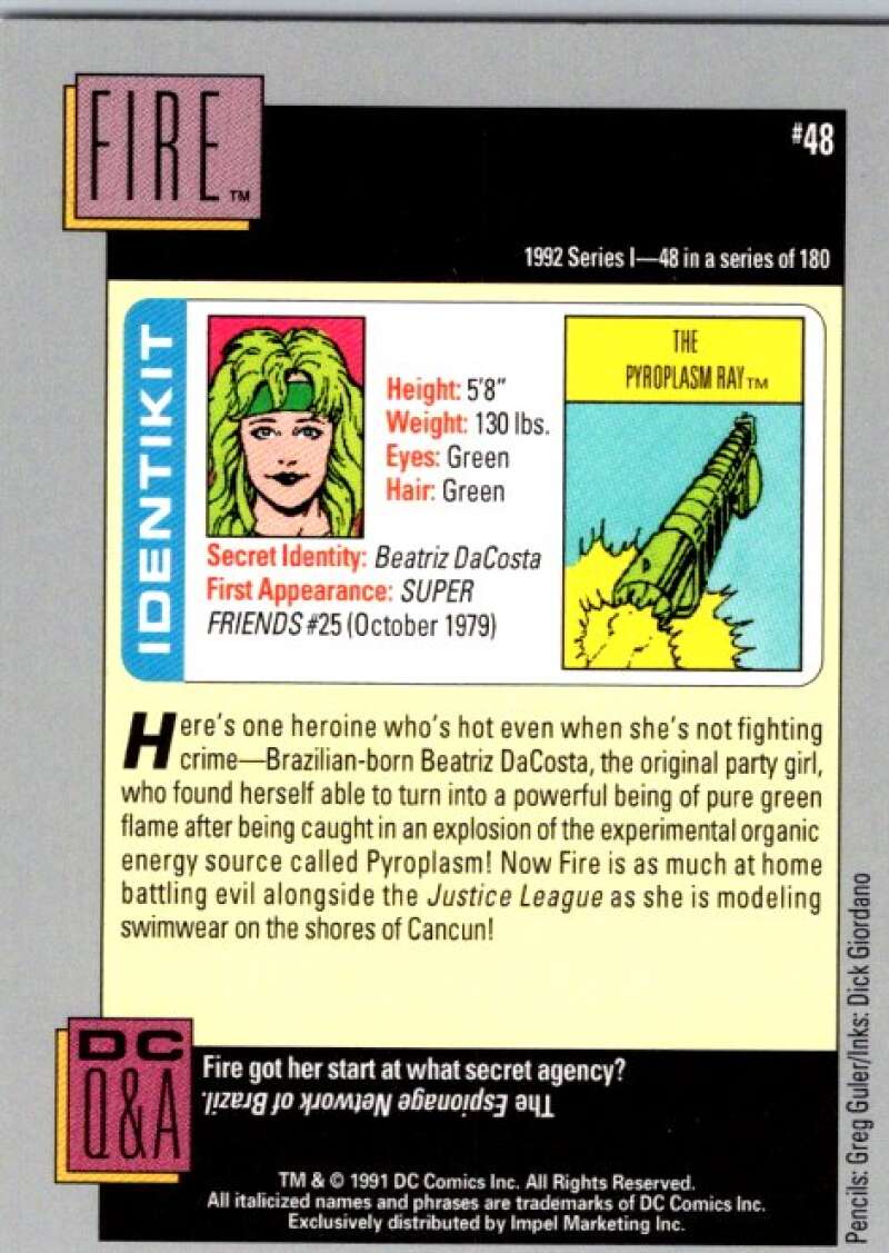 1991 Impel DC Comics #48 Fire  V36552