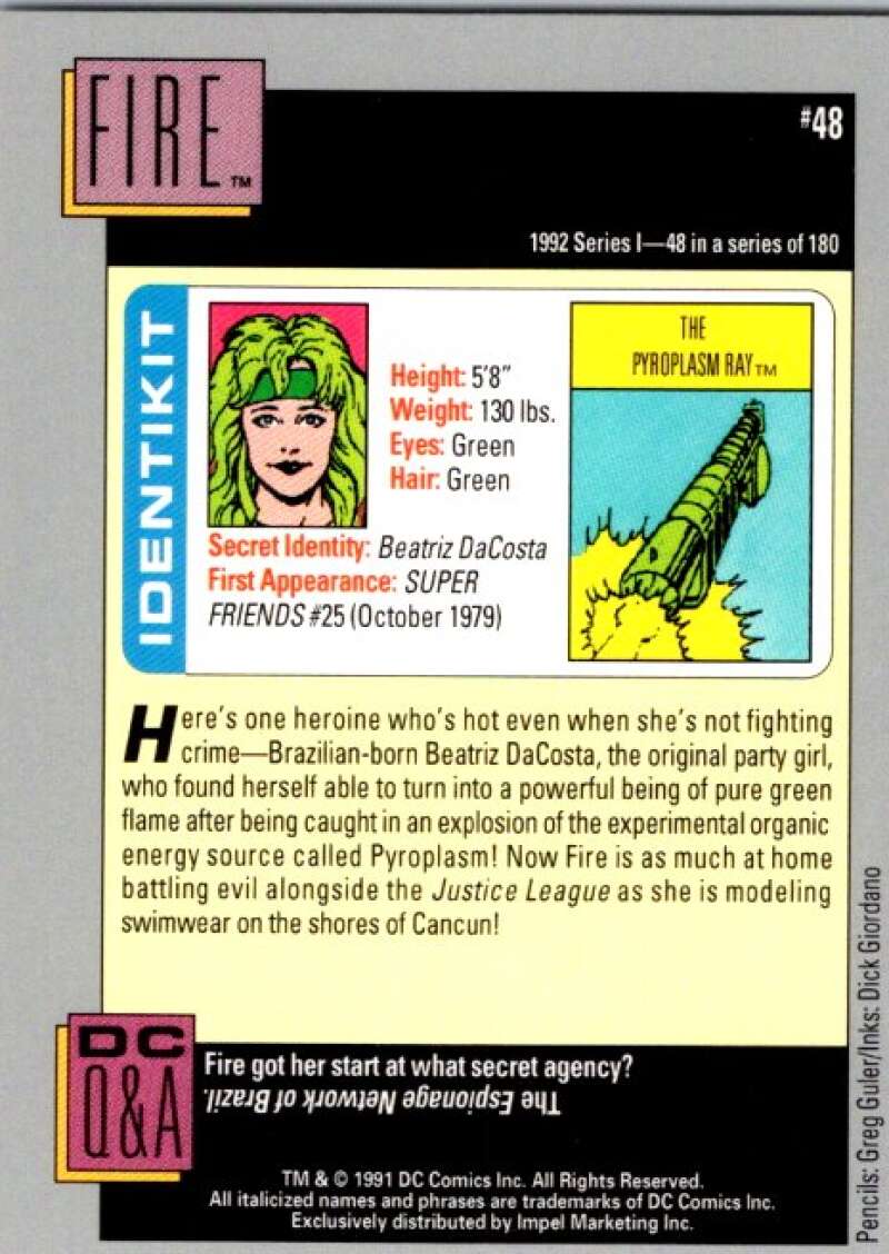 1991 Impel DC Comics #48 Fire  V36553