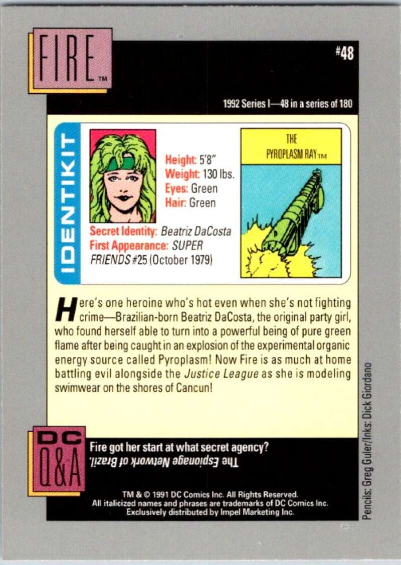 1991 Impel DC Comics #48 Fire  V36554