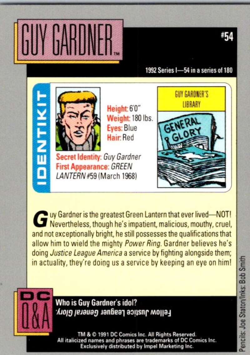 1991 Impel DC Comics #54 Guy Gardner  V36562