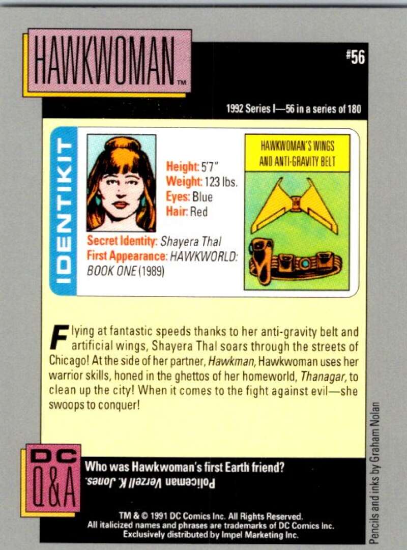 1991 Impel DC Comics #56 Hawkwoman  V36566