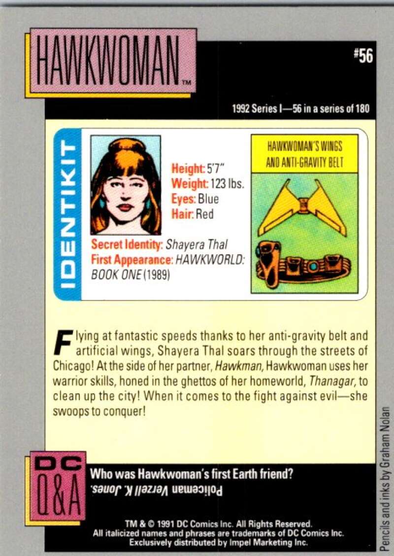 1991 Impel DC Comics #56 Hawkwoman  V36567