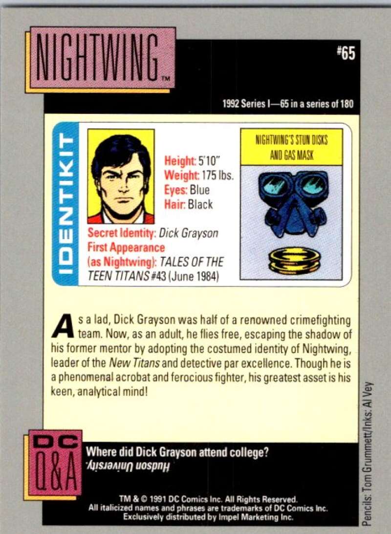 1991 Impel DC Comics #65 Nightwing  V36577