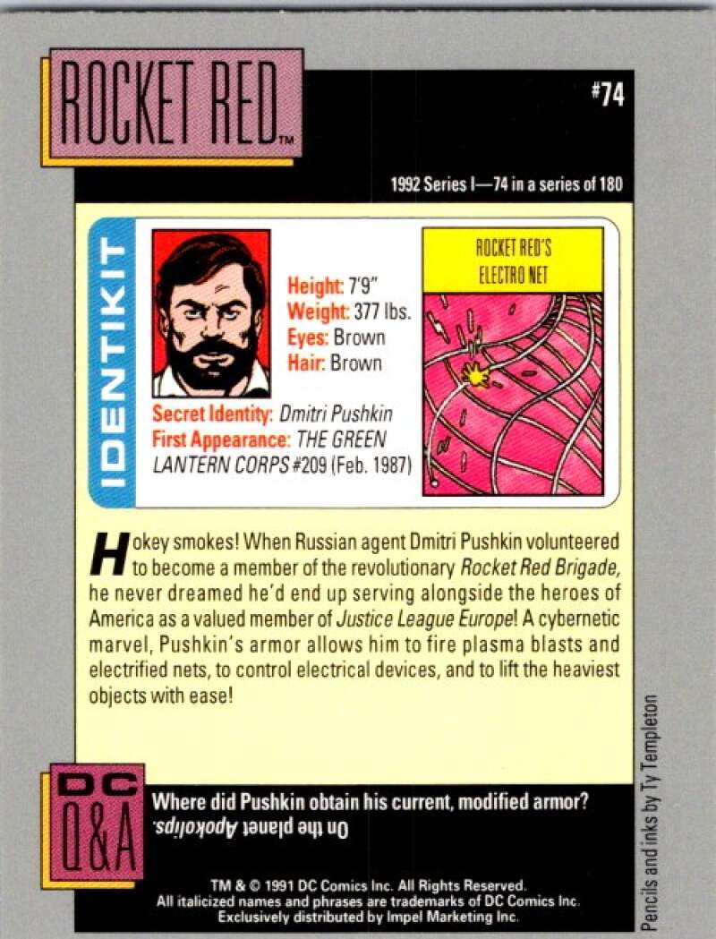 1991 Impel DC Comics #74 Rocket Red  V36588