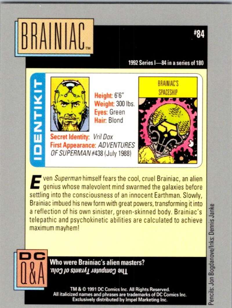 1991 Impel DC Comics #84 Brainiac  V36595