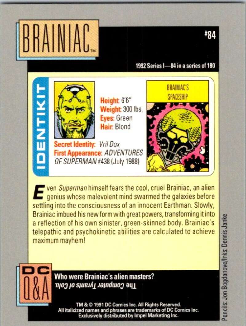 1991 Impel DC Comics #84 Brainiac  V36596