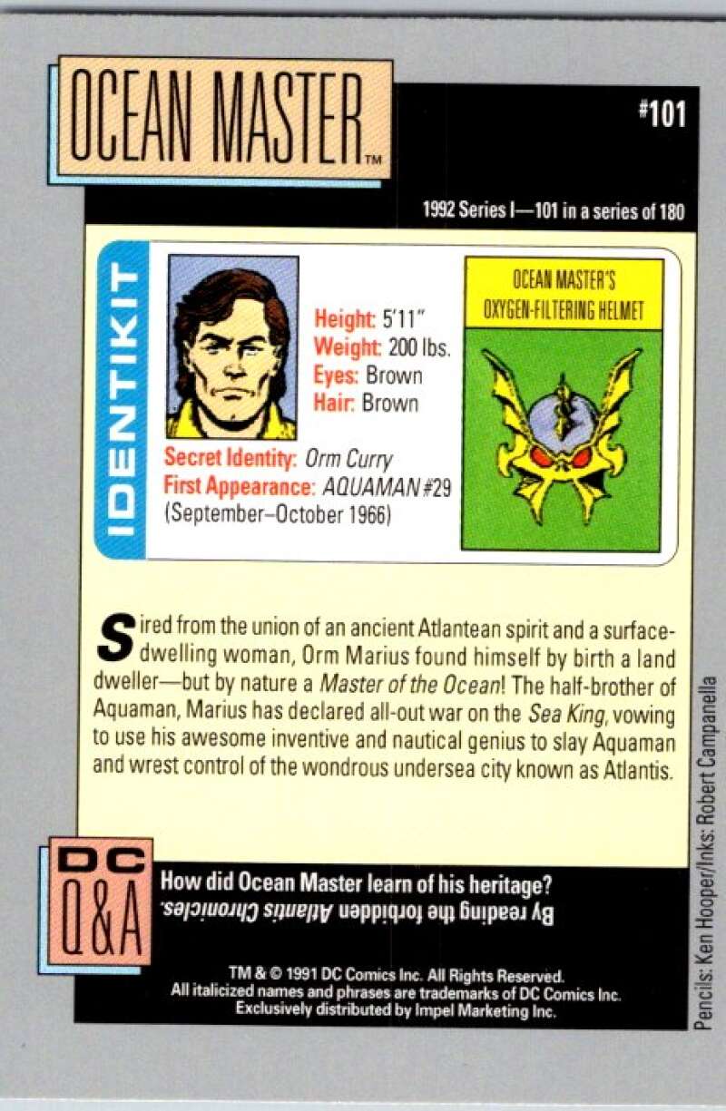1991 Impel DC Comics #101 Ocean Master  V36618