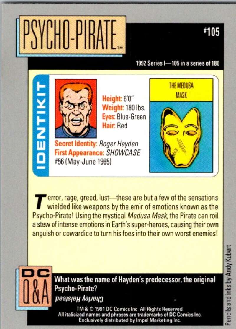 1991 Impel DC Comics #105 Psycho-Pirate  V36621