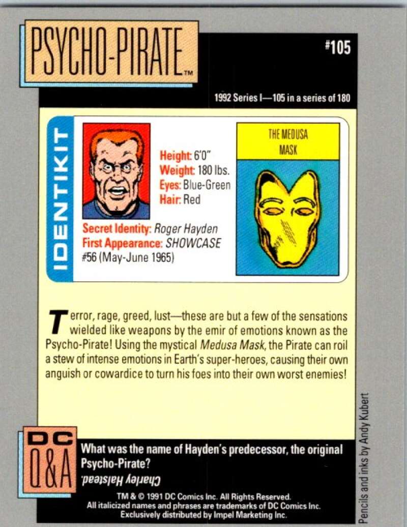 1991 Impel DC Comics #105 Psycho-Pirate  V36622