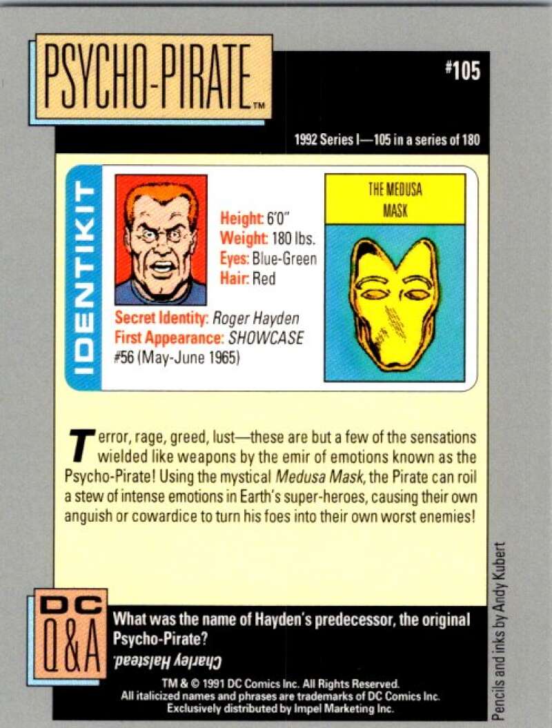 1991 Impel DC Comics #105 Psycho-Pirate  V36623