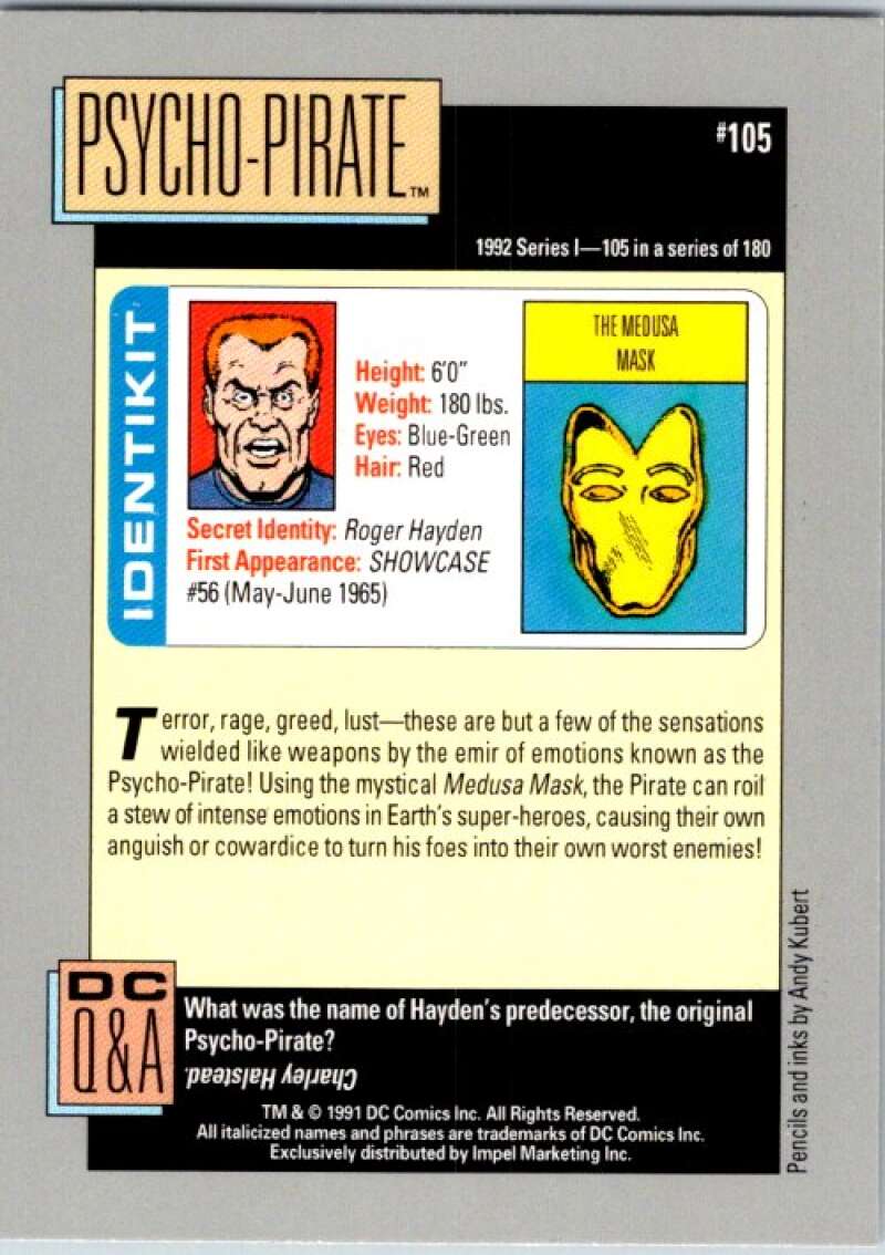1991 Impel DC Comics #105 Psycho-Pirate  V36624