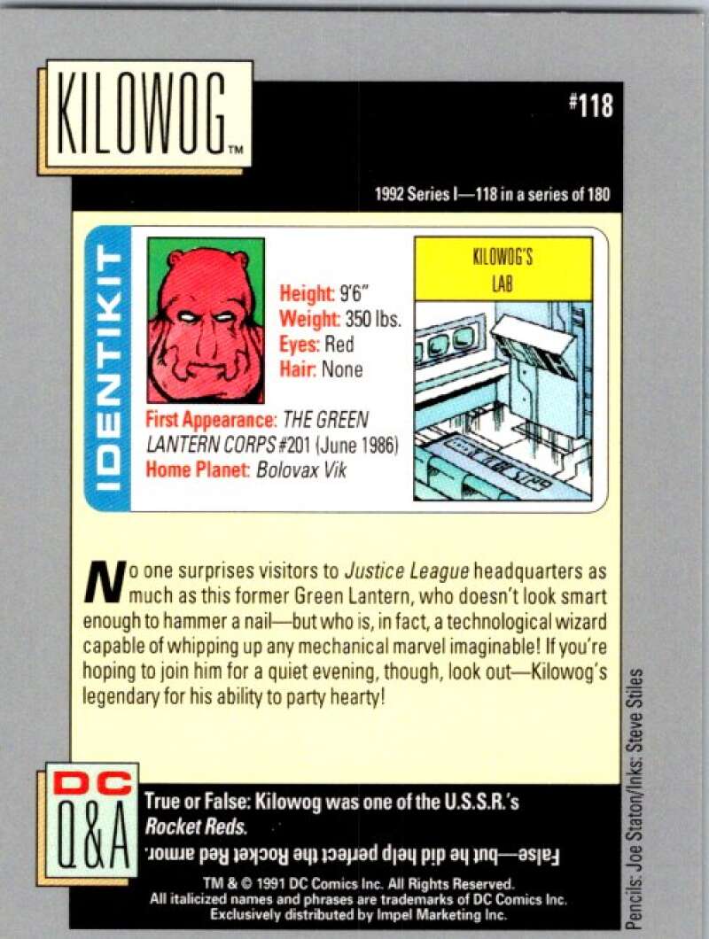 1991 Impel DC Comics #118 Kilowog  V36635