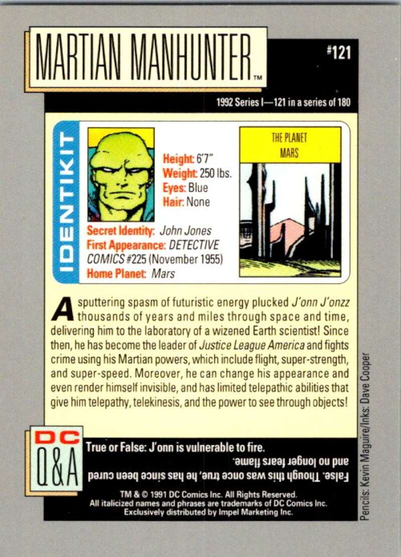 1991 Impel DC Comics #121 Martian Manhunter  V36641